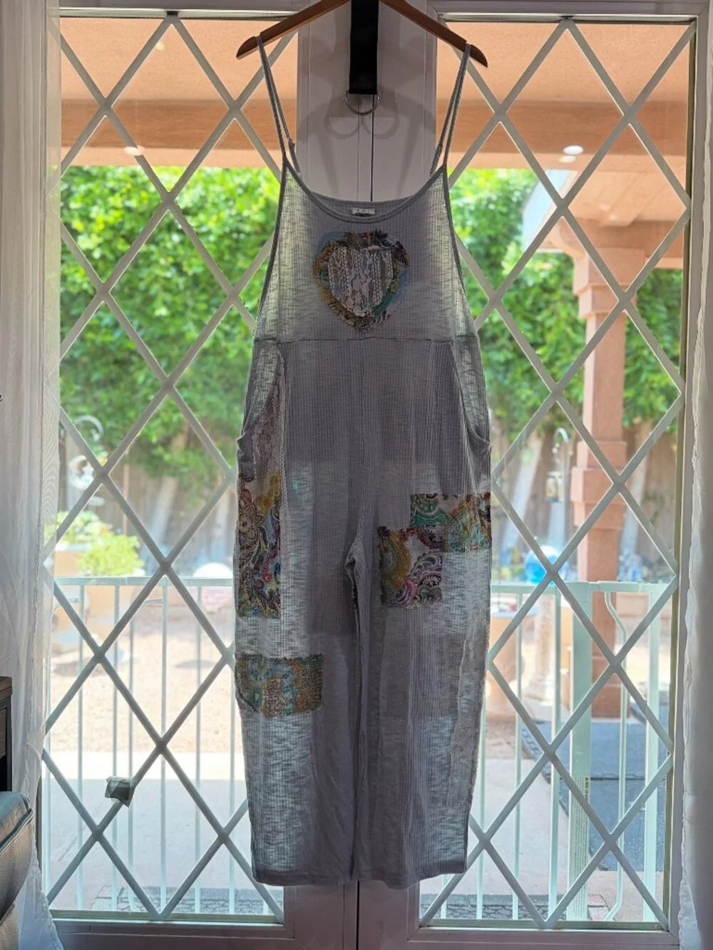 ๐ POL Light Blue Patchwork Jumpsuit โ Size Medium ๐ - Picture 2 of 10